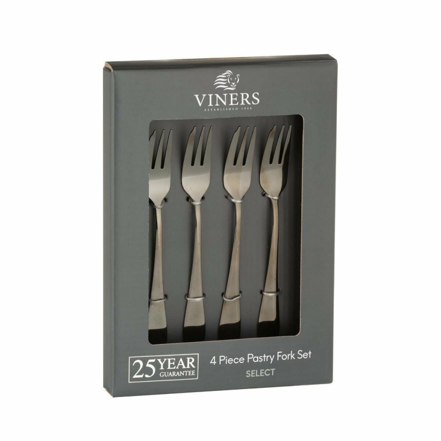 Glassware & Tabletop * | Viners Select 4-Piece Pastry Fork Set | Grey