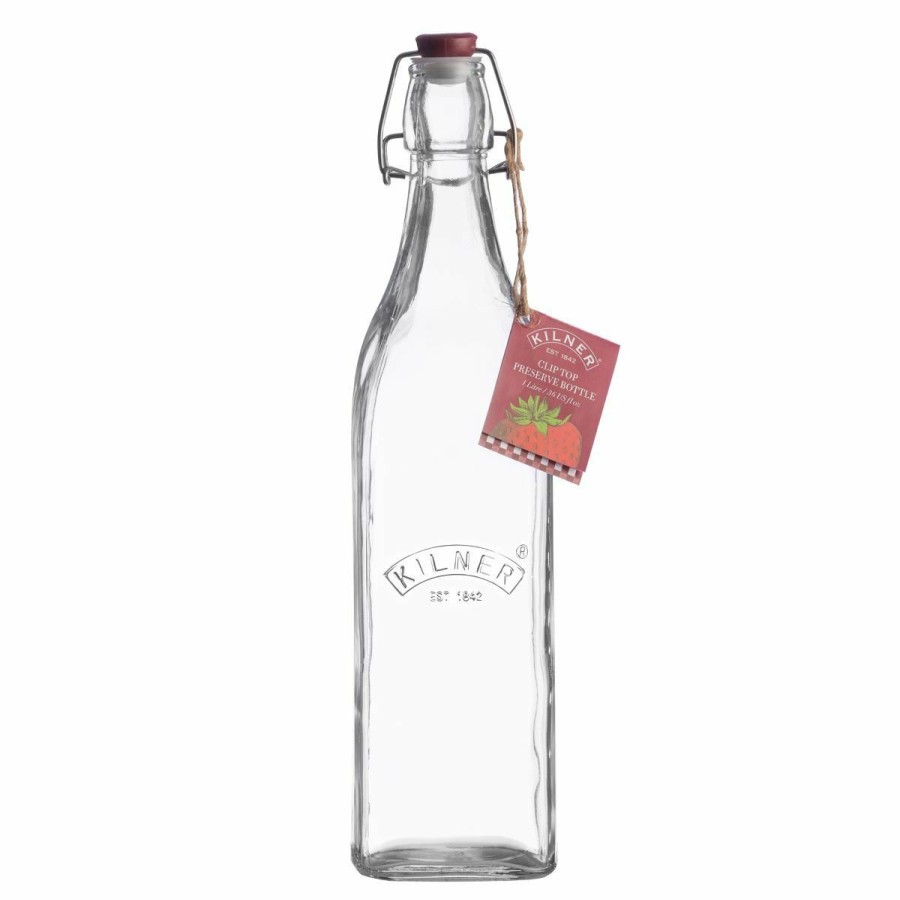 Glassware & Tabletop * | Kilner Swing Top Square Glass Bottle | 1L