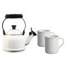 Glassware & Tabletop * | Le Creuset 1.25 Qt. Demi Kettle Tea Pot + 2 14Oz Mugs Set | White