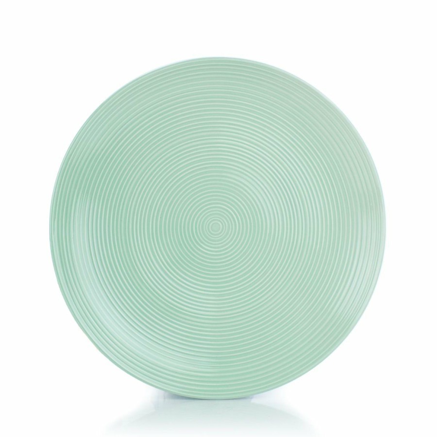 Glassware & Tabletop * | Everything Kitchens Modern Colorful Neutrals Rippled 10.5 Dinner Plates (Set Of 4) Glazed | Light Green