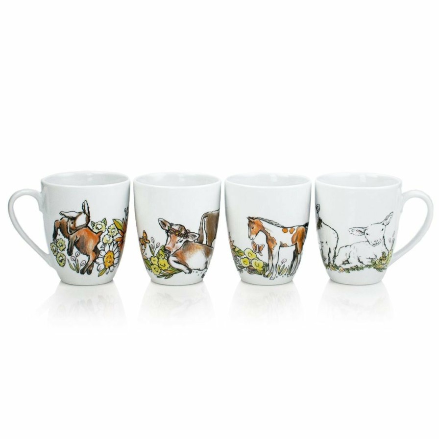 Glassware & Tabletop * | Everything Kitchens Barnyard Baby Animals 12Oz Mugs (Set Of 4) | Assorted