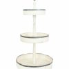 Misc_Gifts * | 3R Studio Creative Co-Op Decorative Wood Tin 3 Tier Tray Off-White