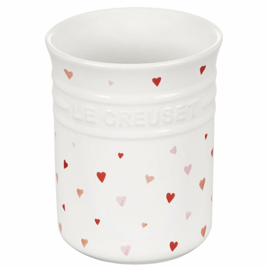 Cooks' Tools * | Le Creuset L'Amour 1 Qt. Utensil Crock With Heart Applique | White