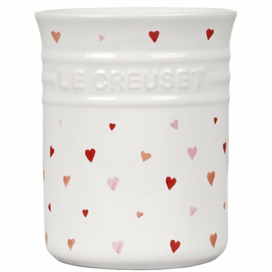 Cooks' Tools * | Le Creuset L'Amour 1 Qt. Utensil Crock With Heart Applique | White