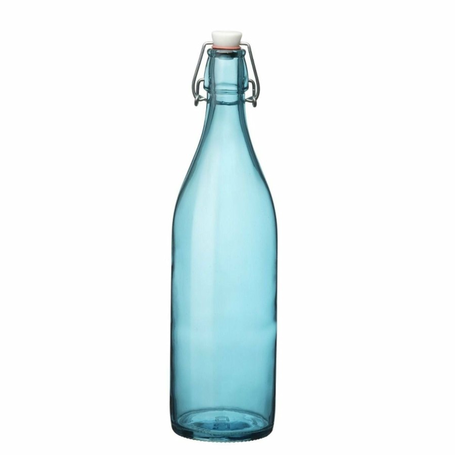 Glassware & Tabletop * | Bormioli Rocco 33.75Oz Swing Top Giara Glass Bottles Sky Blue | 6-Pack