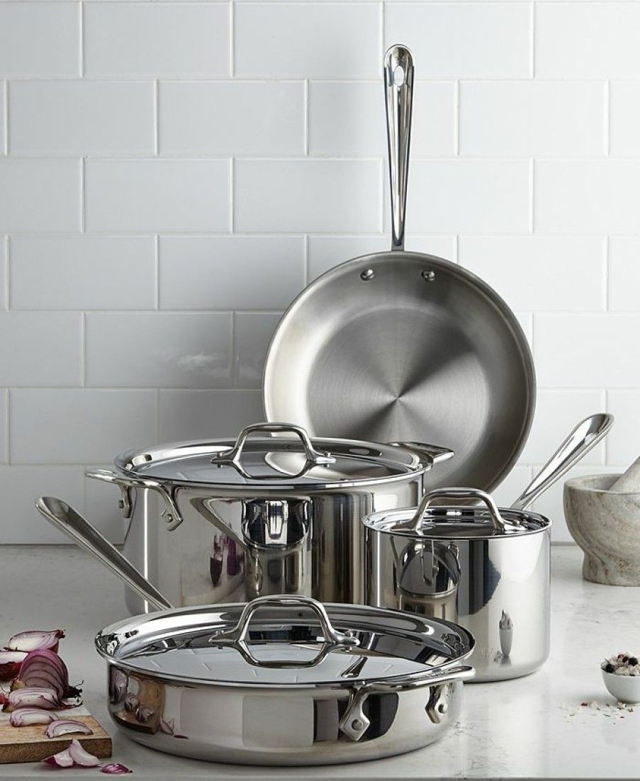 Kitchen * | All-Clad Steel Cookware Set, Created For Macy'S, 7 Piece Stainless