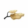 Misc_Gifts * | Classic Touch 2 Tier Leaf Shaped Dish With Engraved Vein Design Gold