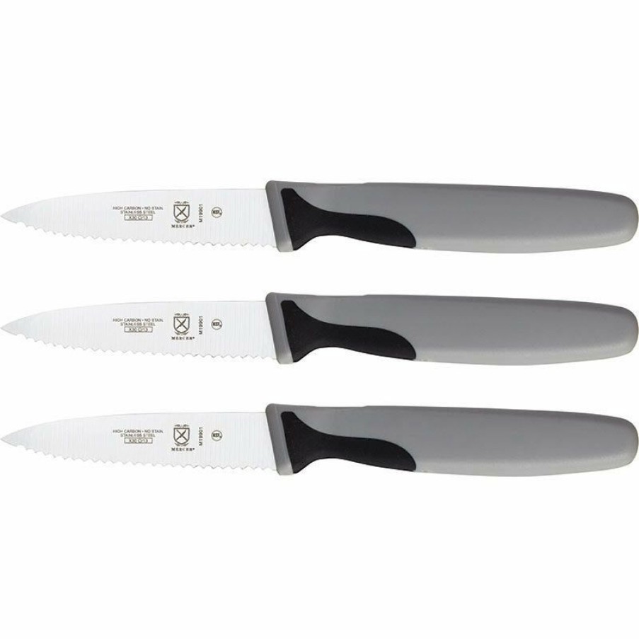 Knives * | Mercer Cutlery Mercer Culinary Millennia 3 Slim Serrated Paring Knives 3-Pack