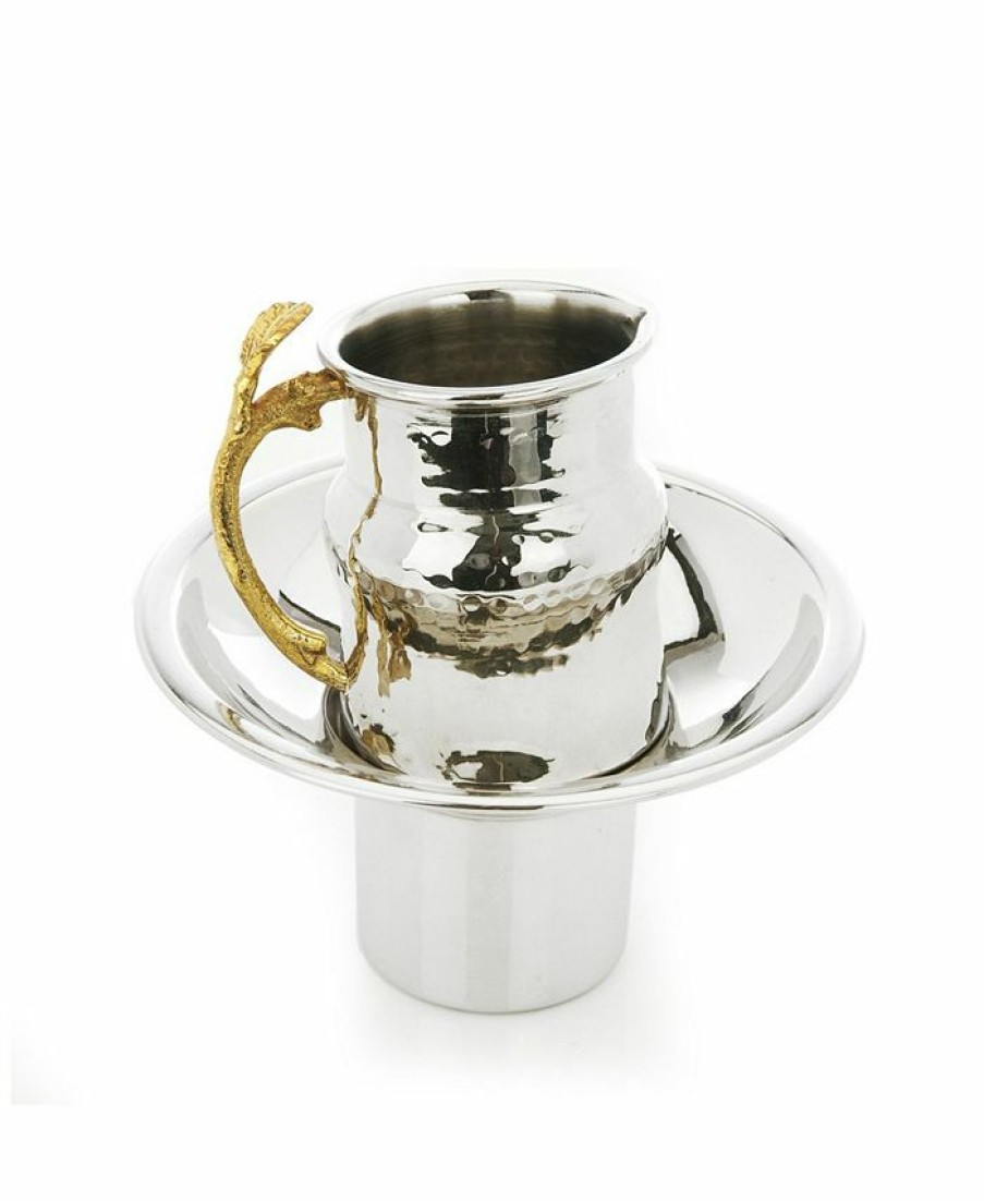 Misc_Gifts * | Classic Touch Small Wash Cup With Water Basin Silver - Tone