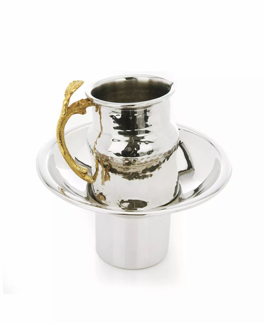 Misc_Gifts * | Classic Touch Small Wash Cup With Water Basin Silver - Tone