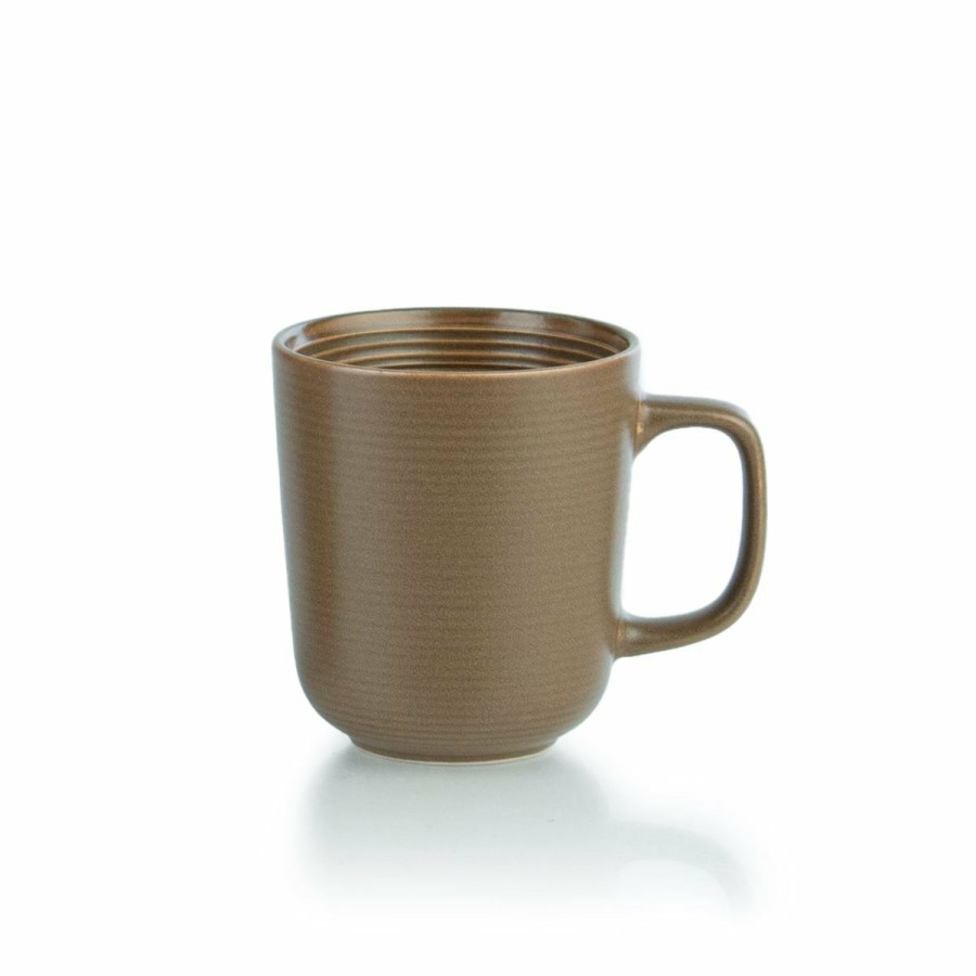 Glassware & Tabletop * | Everything Kitchens Modern Colorful Neutrals Rippled 12Oz Mugs (Set Of 4) Matte | Mocha