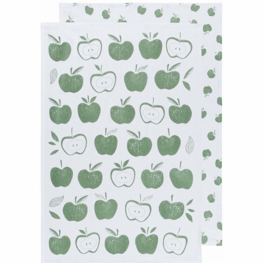 Glassware & Tabletop * | Danica Brands Now Designs By Danica Floursack Dishtowels (Set Of 2) | Elm Green Apples