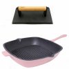 Kitchen * | Berghoff Neo Cast Iron Grill Pan And Bacon, Steak Press, Set Of 2 Pink