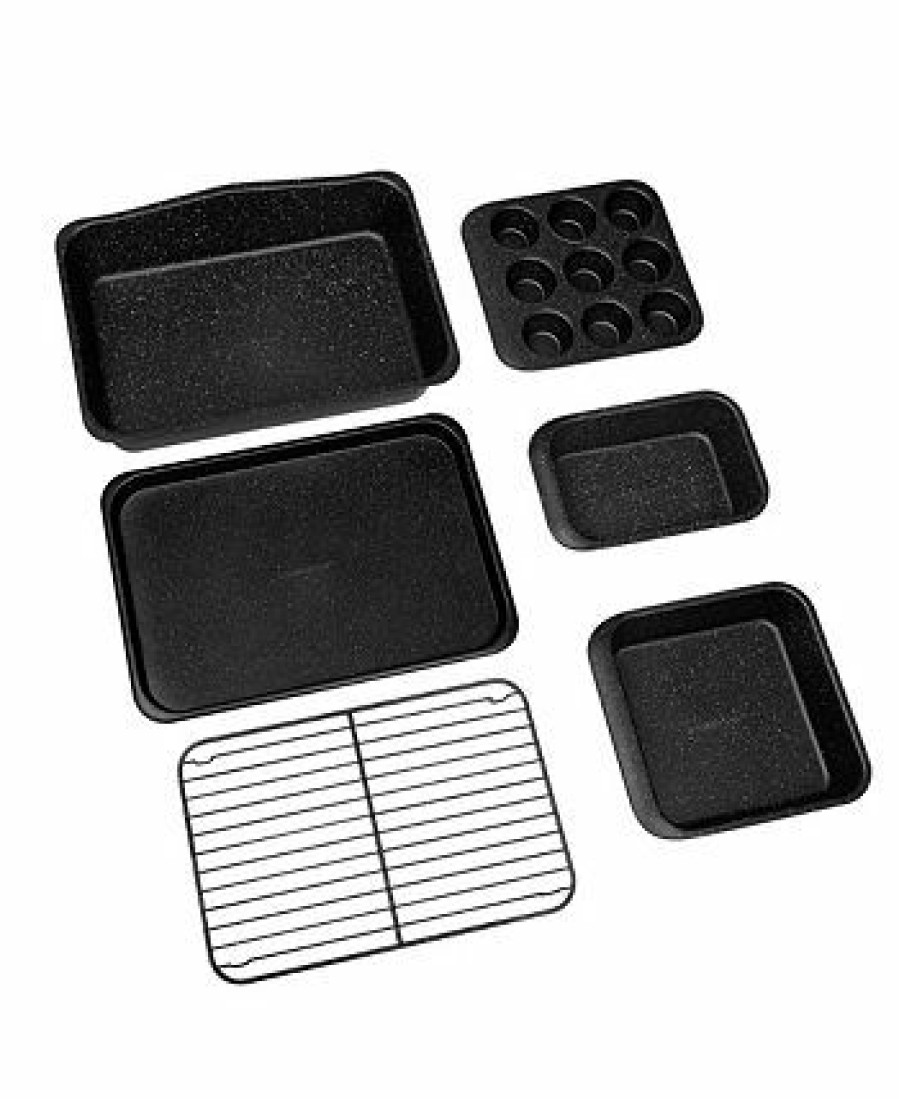 Kitchen * | Granite Stone Diamond Ckmasater 6-Piece Mineral And Diamond Infused Nonstick Space Saving Stackable Bakeware Set Black