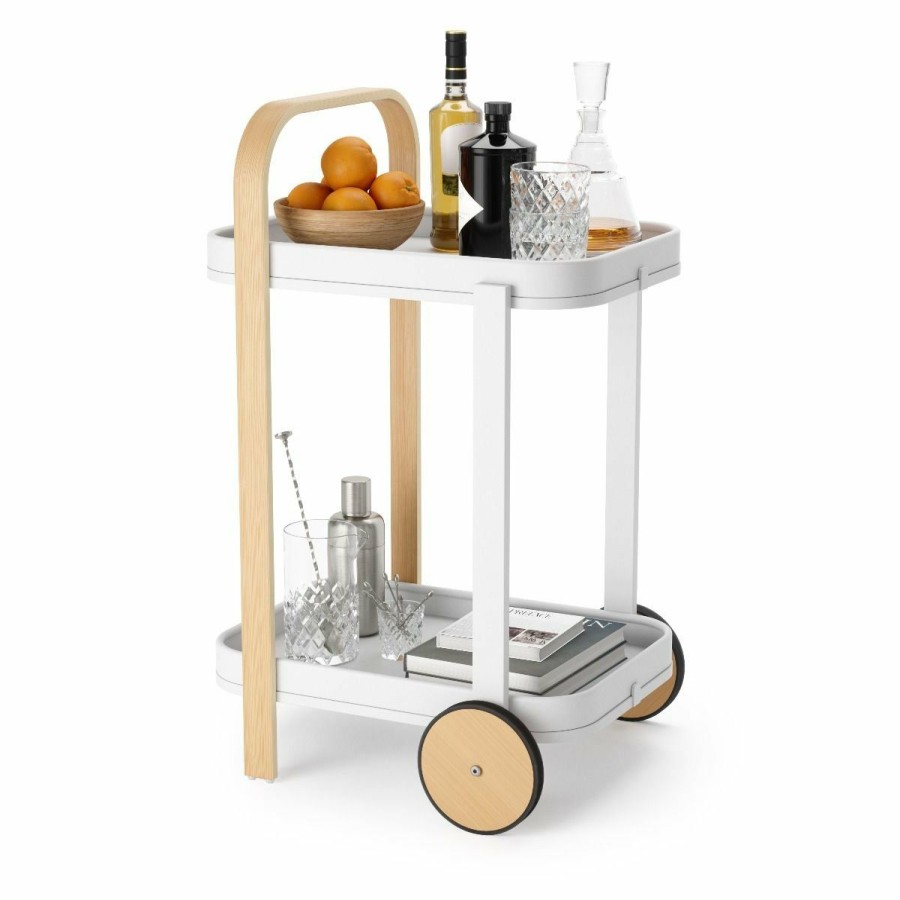 Glassware & Tabletop * | Umbra Bellwood Bar/Serving Cart | White-Natural