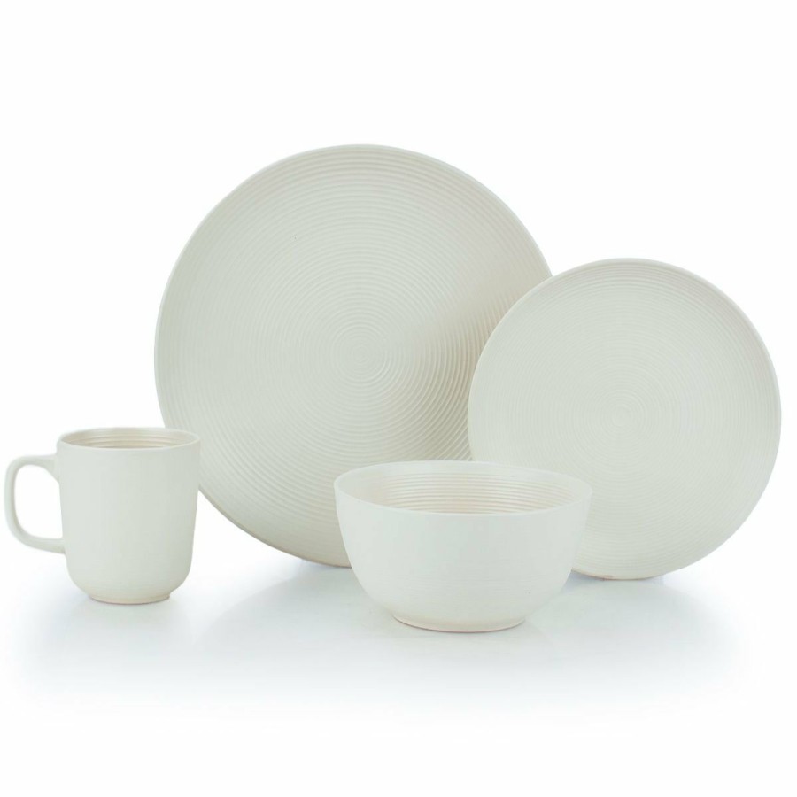 Glassware & Tabletop * | Everything Kitchens Modern Colorful Neutrals Rippled 16-Piece Dinnerware Set Matte | Beige