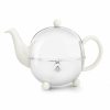 Glassware & Tabletop * | Bredemeijer 30Oz Ceramic Teapot | White & Stainless Steel