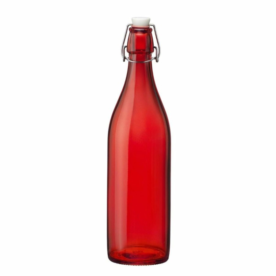 Glassware & Tabletop * | Bormioli Rocco 33.75Oz Swing Top Giara Glass Bottles Red | 6-Pack