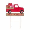 Misc_Gifts * | Glitzhome 24 Metal And Wooden Valentine'S Truck Yard Stake Or Hanging Sign Red