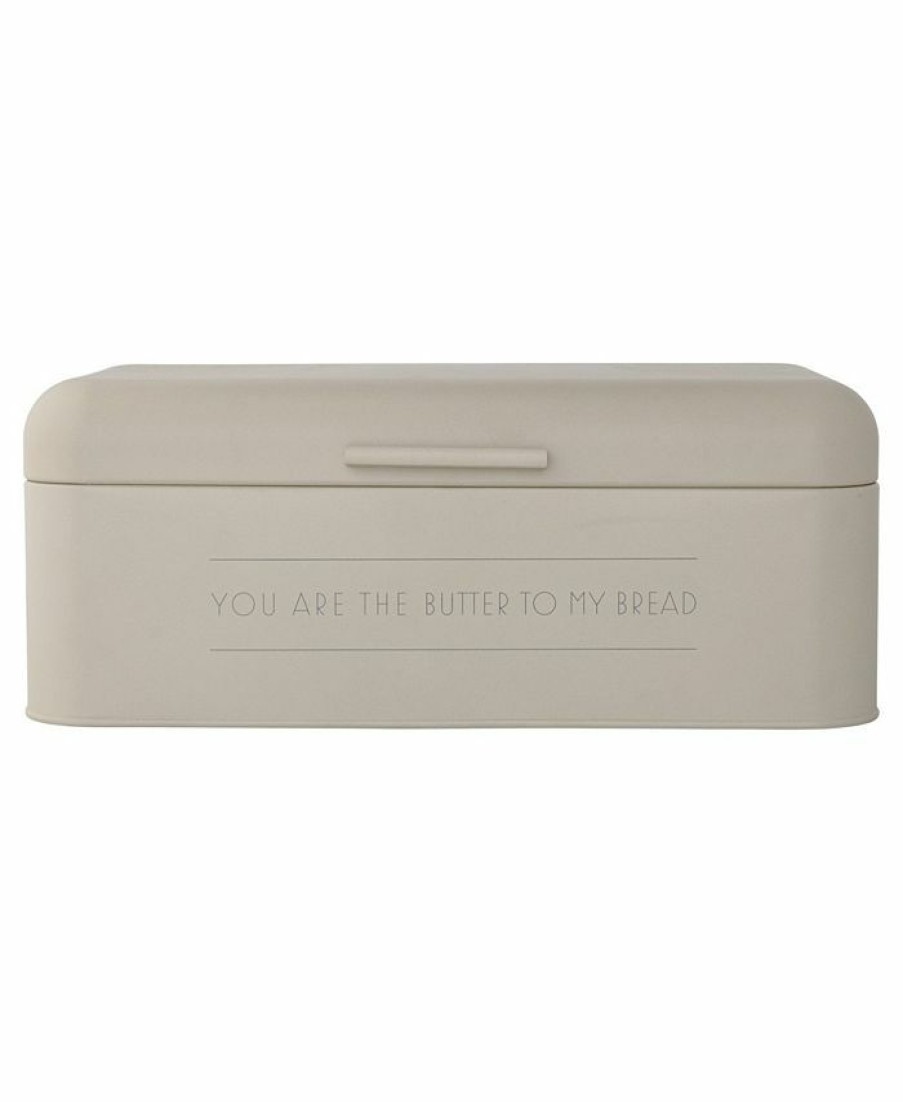 Misc_Gifts * | Bloomingville You Are The Butter To My Bread Off White & Grey Metal Bread Bin Open White