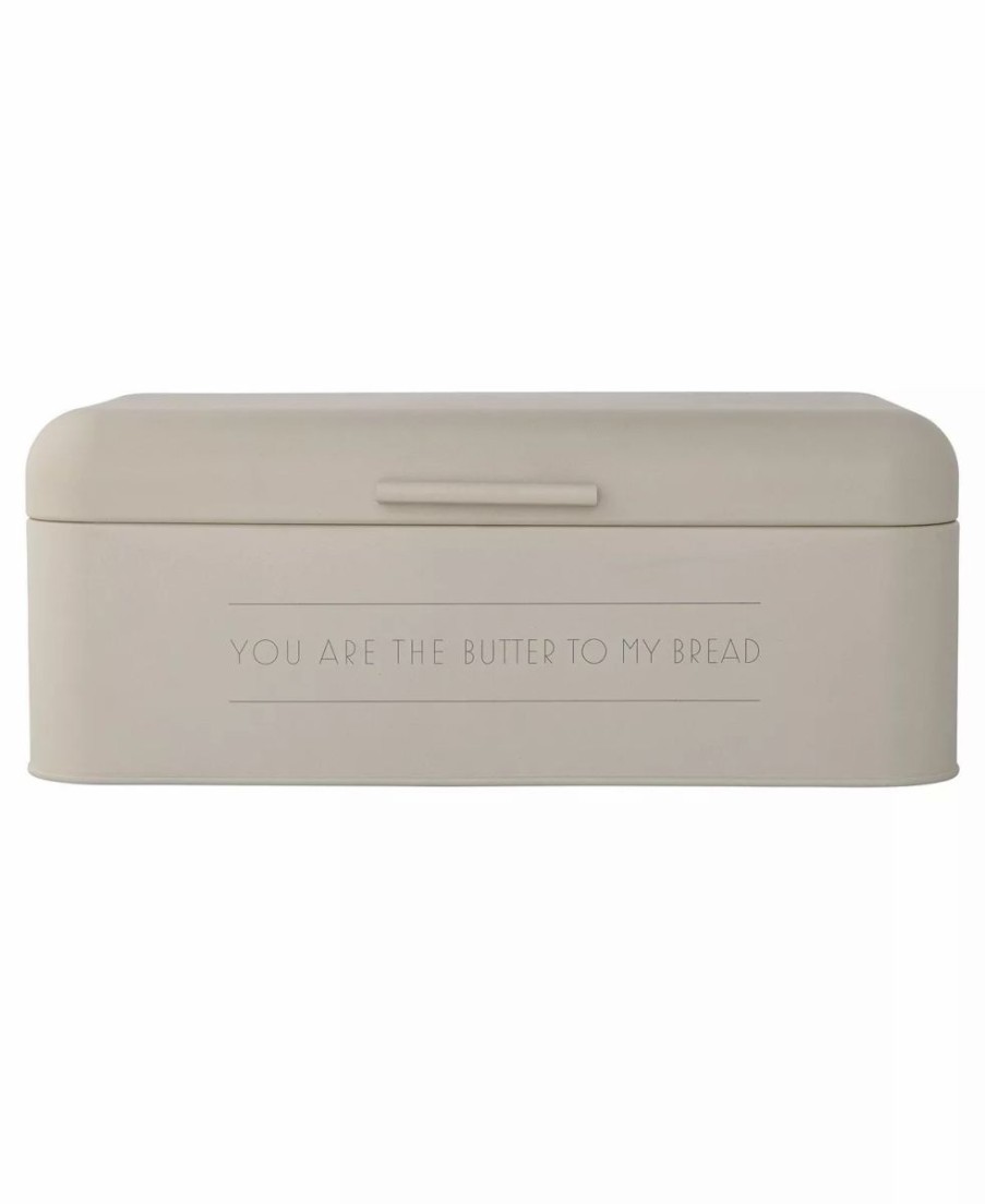 Misc_Gifts * | Bloomingville You Are The Butter To My Bread Off White & Grey Metal Bread Bin Open White