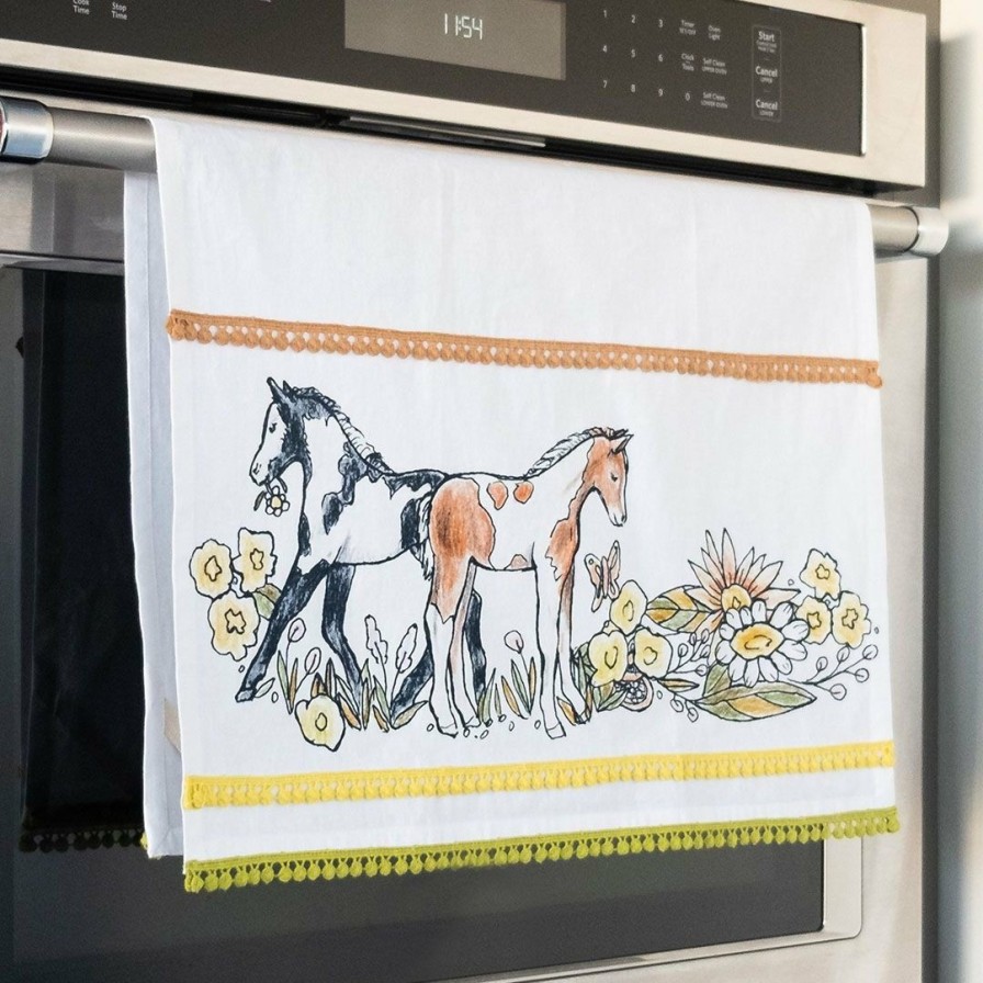 Glassware & Tabletop * | Everything Kitchens Barnyard Baby Animals 19 X 28 Tea Towel | "Hold Your Baby Horses" Foal