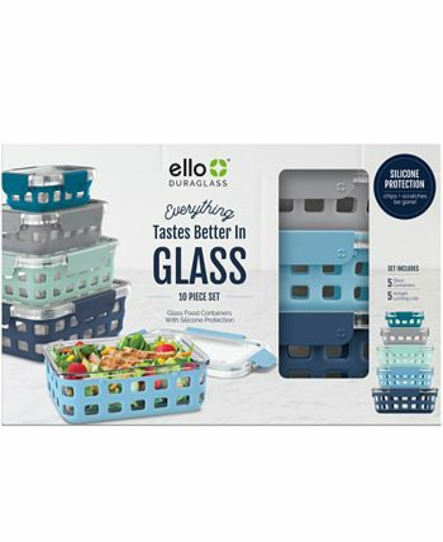 Kitchen * | Ello Duraglass Mixed 10-Pc. Food Storage Container Set, Blue