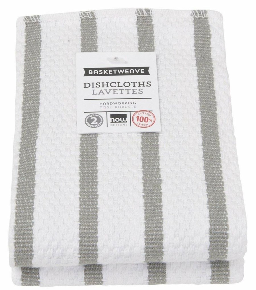 Glassware & Tabletop * | Danica Brands Now Designs By Danica Basketweave Dishcloths (Set Of 2) | London Gray Stripe