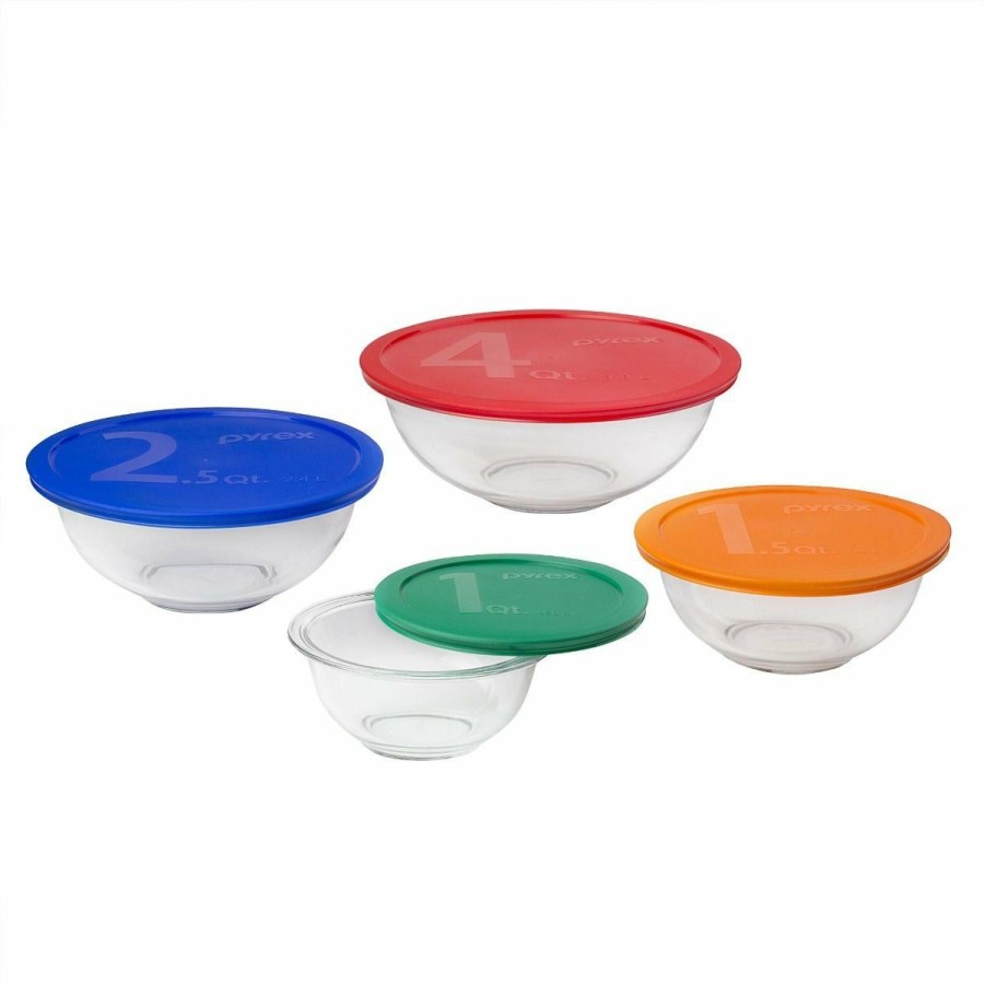 Cooks' Tools * | Pyrex Smart Essentials 8-Piece Mixing Bowl Set With Lids