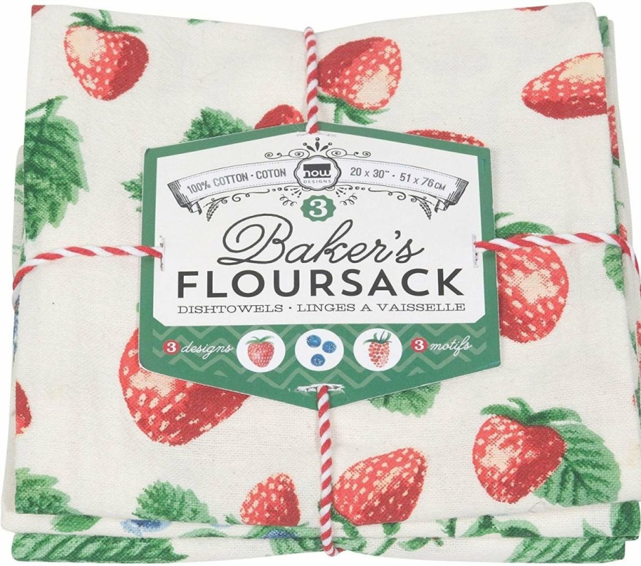 Glassware & Tabletop * | Danica Brands Now Designs By Danica Floursack Dishtowels (Set Of 3) | Berry Patch