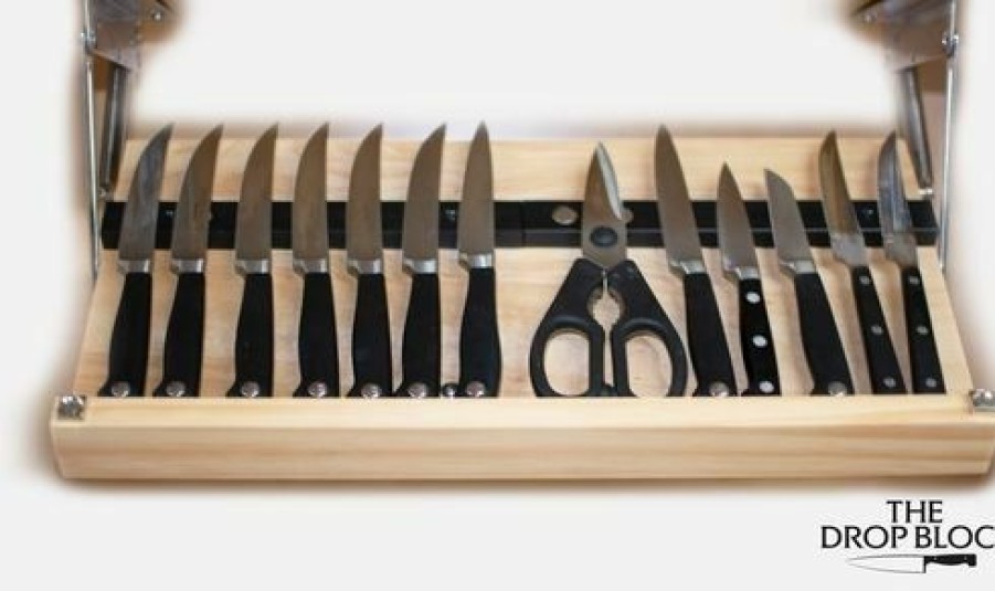 Knives * | Drop Block Under Cabinet Knife Storage Rack Large