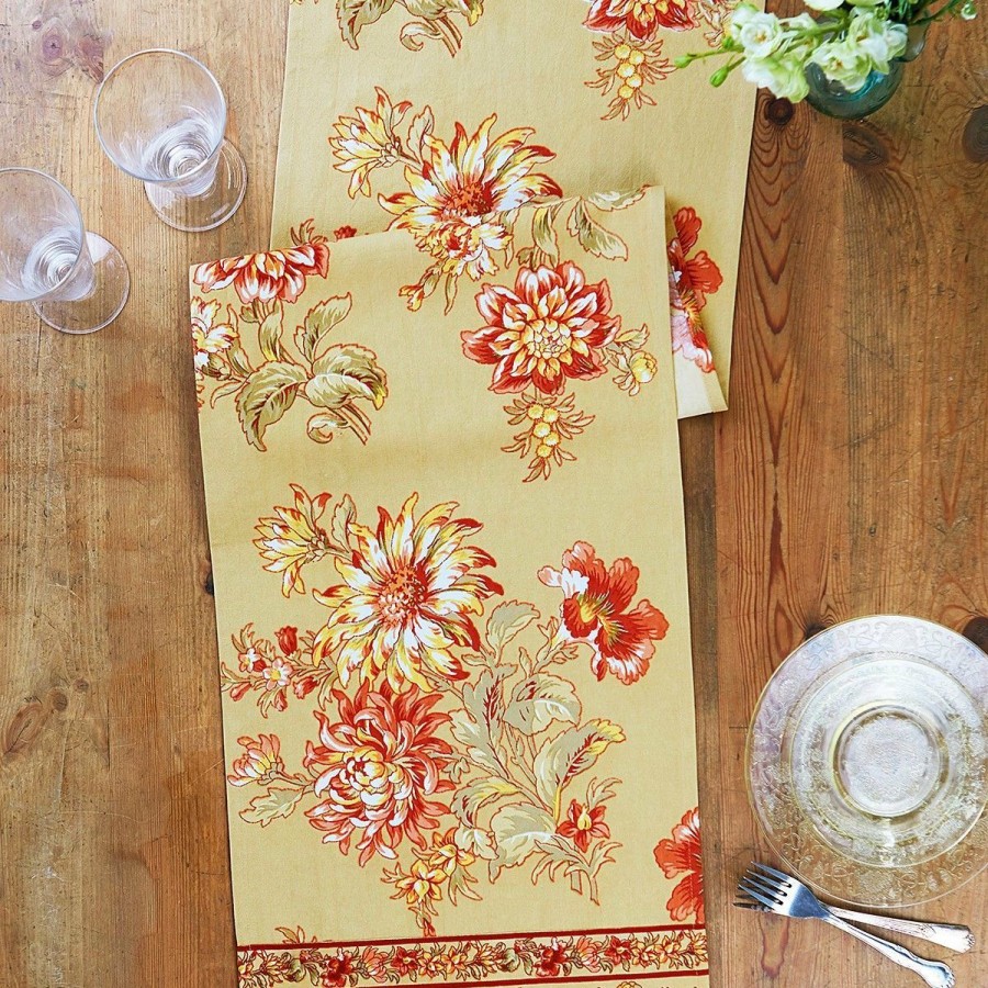 Glassware & Tabletop * | April Cornell 13 X 72 Dahlia Days Table Runner | Gold