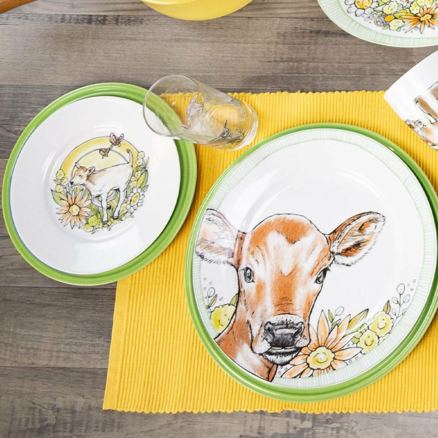 Glassware & Tabletop * | Everything Kitchens Barnyard Baby Animals 7.5 Side Plate | "Have A Jersey Cow" Calf