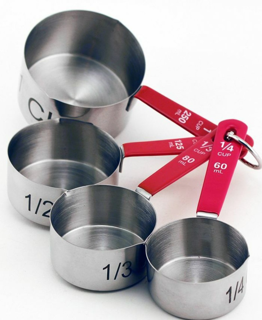 Kitchen * | Berghoff Set Of 4 Measuring Cups Stainless Steel/ Red