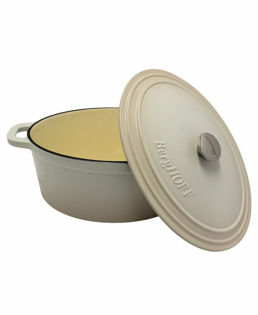 Kitchen * | Berghoff Neo Cast Iron Oval Cast Covered Dutch Oven, 8 Quart Cream