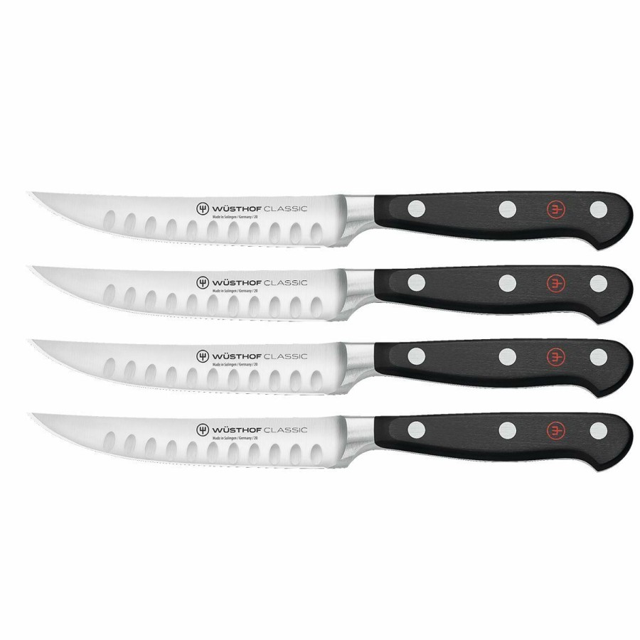 Knives * | Wusthof Cutlery Wusthof Classic 4-Piece Steak Knife Set | Hollow Edge