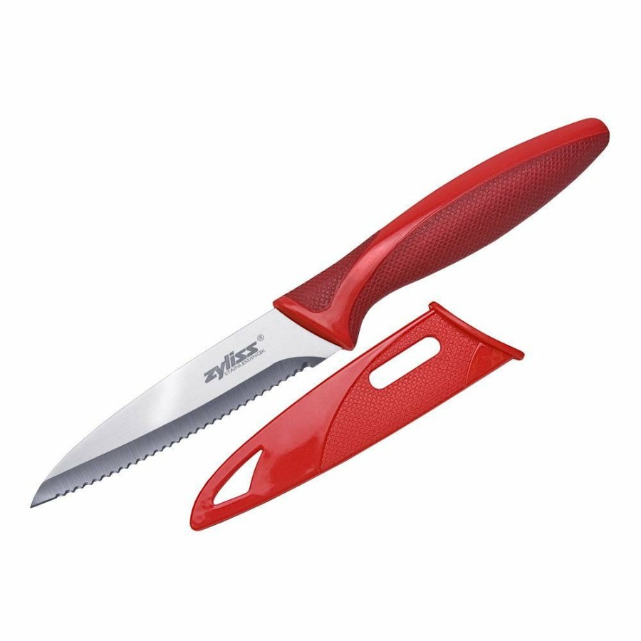 Knives * | Zyliss 4 Serrated Paring Knife | Red