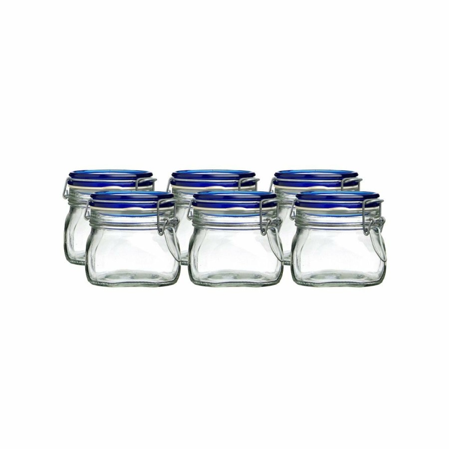 Glassware & Tabletop * | Bormioli Rocco 0.5L Swing Top Fido Canning Jars Blue Lid | 6-Pack