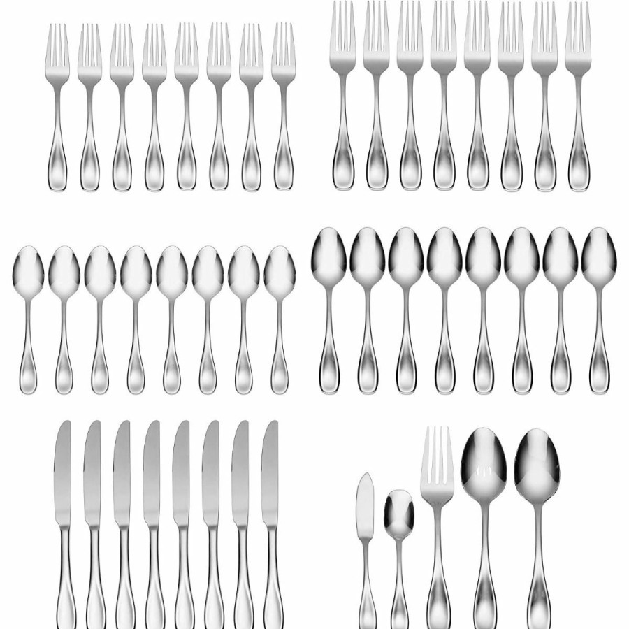 Glassware & Tabletop * | Oneida Brushed Satin 18/0 Stainless Steel 45-Piece Flatware Set | Voss