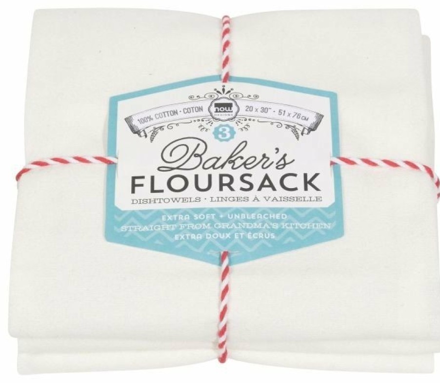 Glassware & Tabletop * | Danica Brands Now Designs By Danica Floursack Dishtowels (Set Of 3) | White