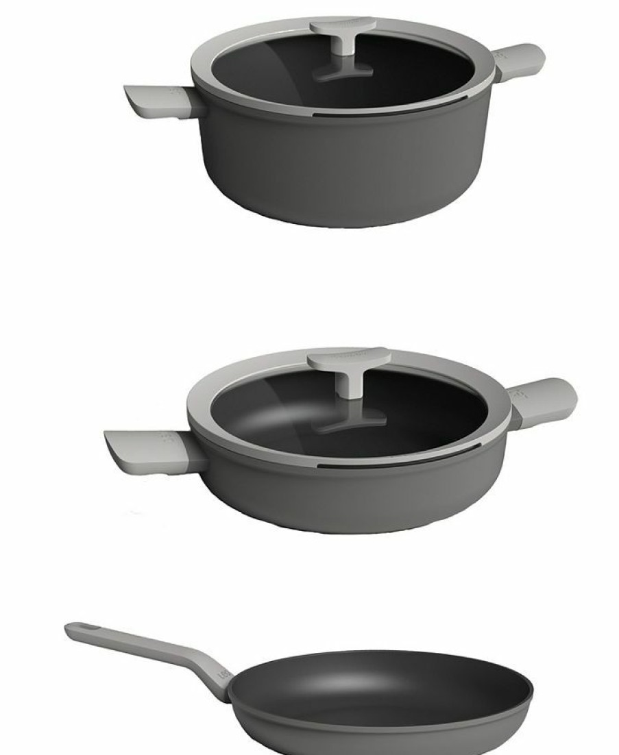 Kitchen * | Berghoff Leo 3 Piece Non-Stick Cookware Set Gray