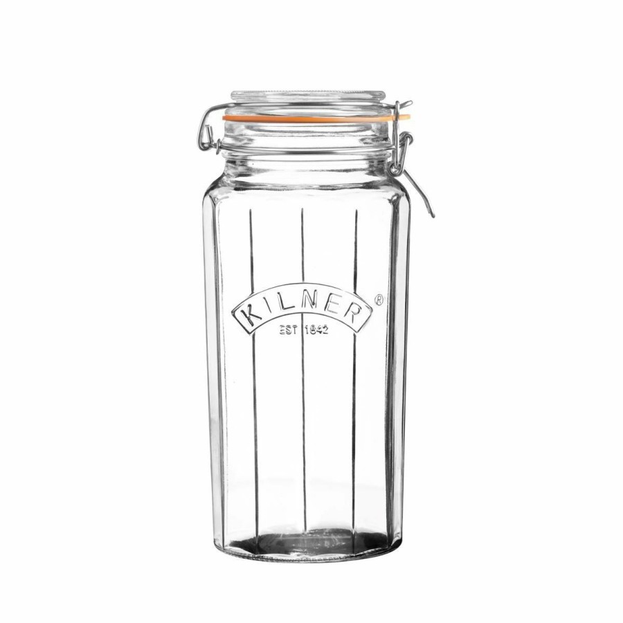 Glassware & Tabletop * | Kilner Facetted Clip Top Jar | 63.4Oz