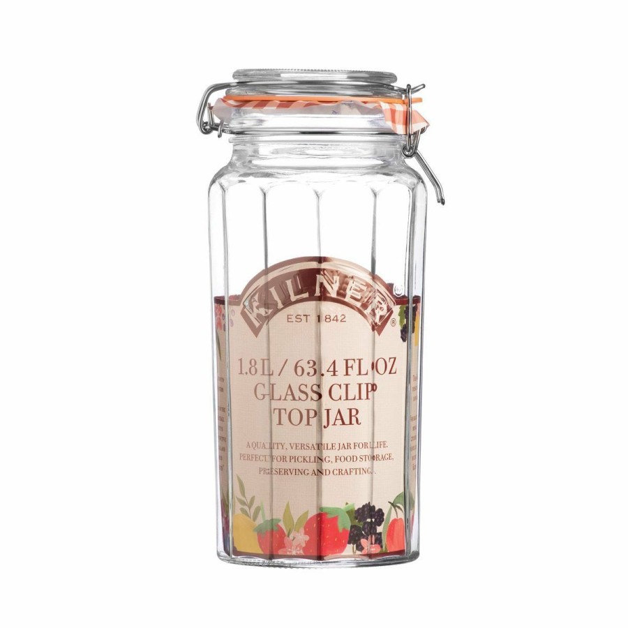 Glassware & Tabletop * | Kilner Facetted Clip Top Jar | 63.4Oz