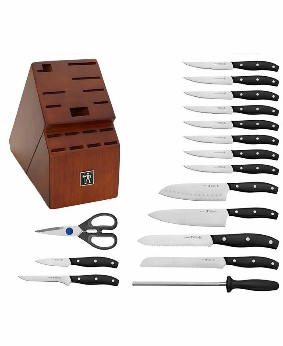 Kitchen * | J.A. Henckels Definition 17 Piece Knife Block Set Silver-Tone, Black, Walnut