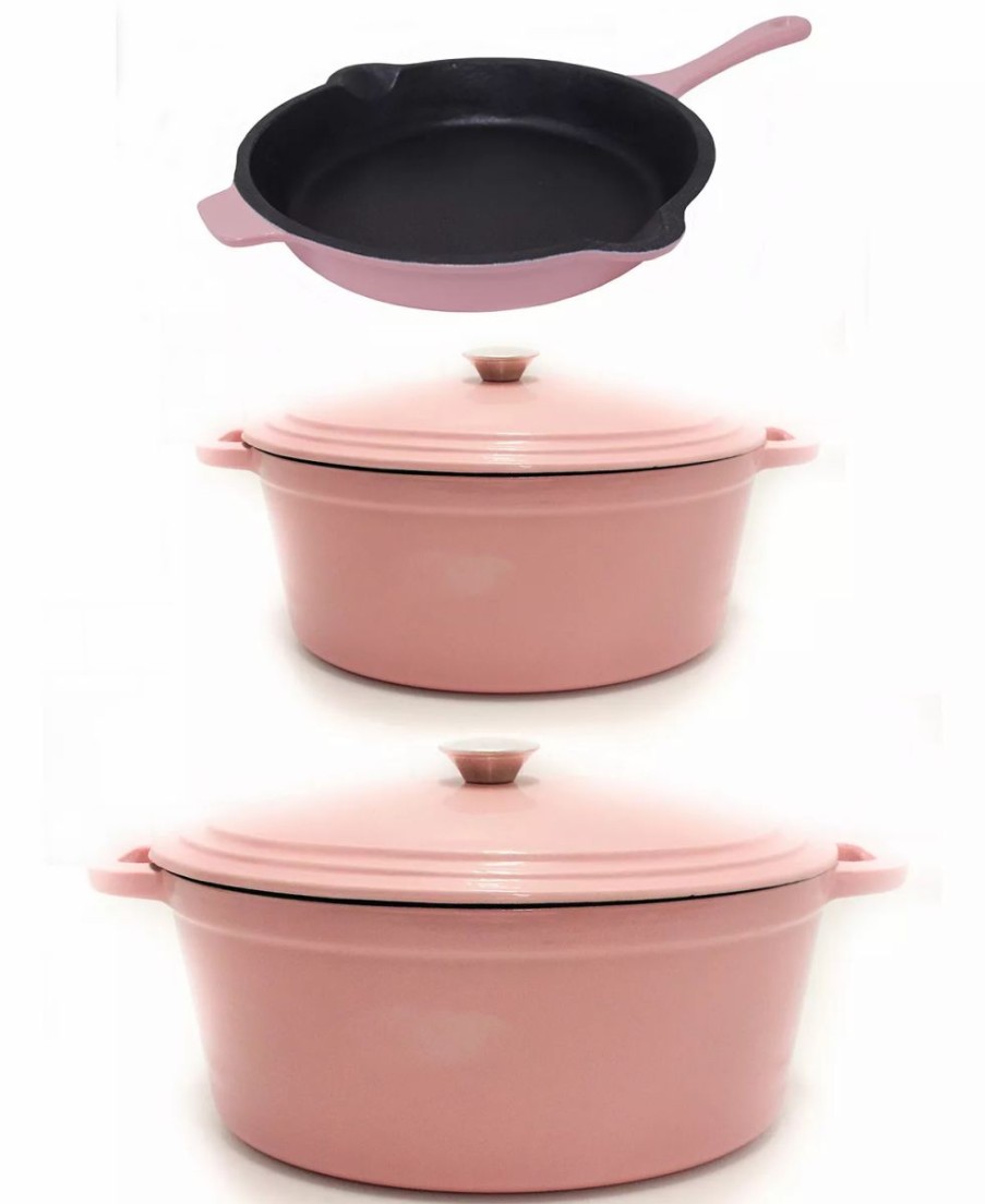 Kitchen * | Berghoff Neo Cast Iron Covered Dutch Ovens, 10 Fry Pan, Set Of 3 Pink