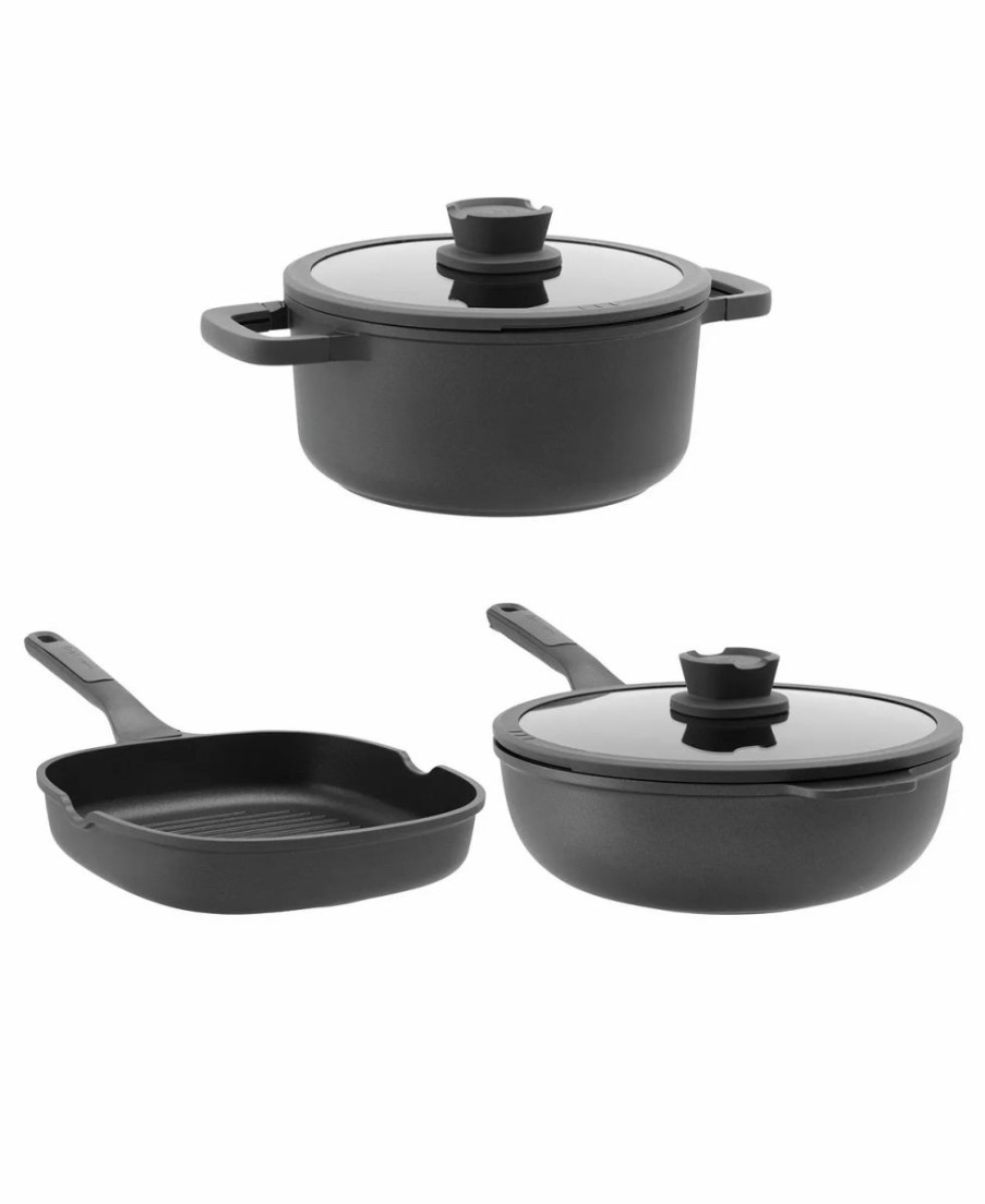 Kitchen * | Berghoff Stone 3 Piece Non-Stick Specialty Cookware Set Black