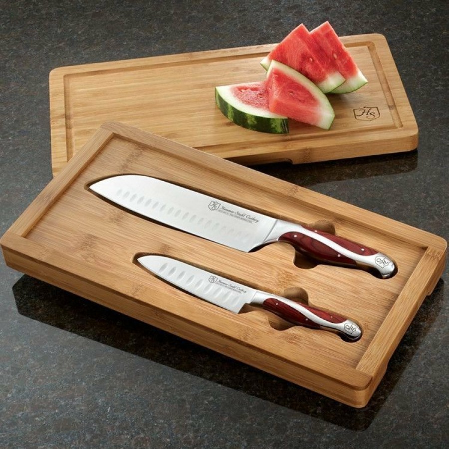 Knives * | Hammer Stahl Cutlery Classic Collection 2-Piece Santoku Knife Set & Bamboo Cutting Board Case