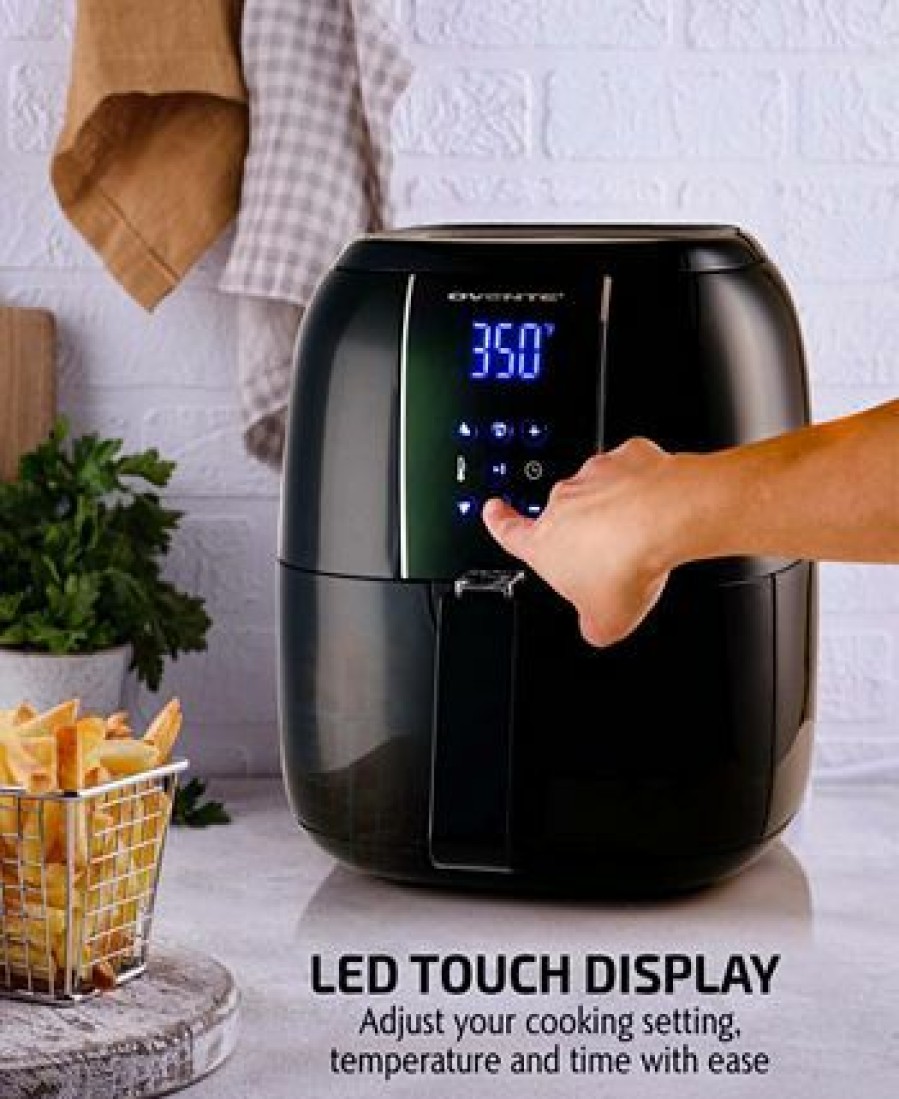 Kitchen * | Ovente Air Fryer With 3.2 Quarts Frying Basket And Display Touch Sensor Black