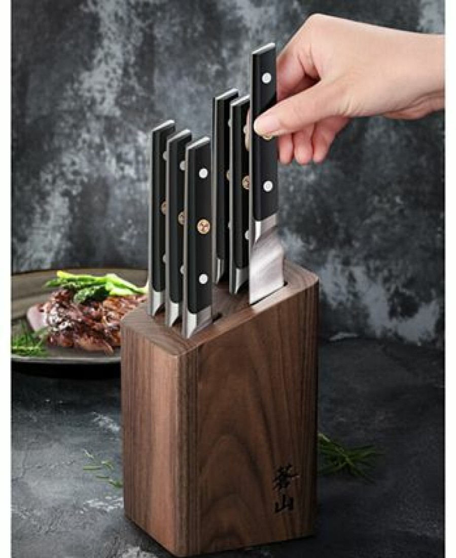 Kitchen * | Cangshan Tc Series 6-Pc. Steak Knife Set & Walnut Block Black