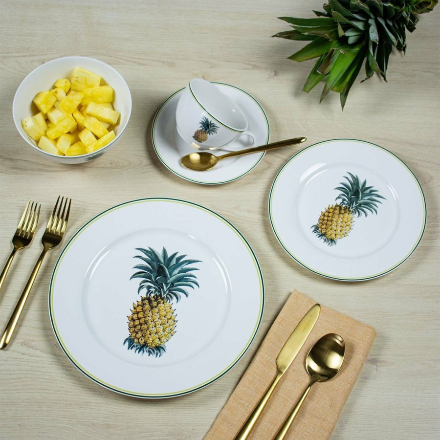 Glassware & Tabletop * | Everything Kitchens 20-Piece Porcelain Dinnerware Set | Pineapple